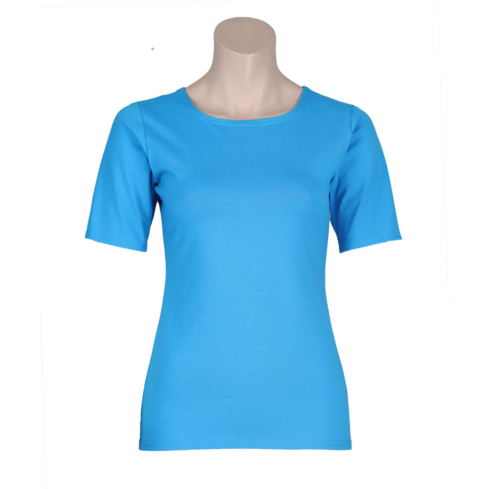 Blauw T shirt Basic aqua