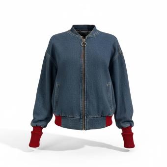 clau-d denim bomber red cuffs omgeslagen mouw