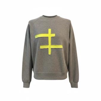 clau-d sweater fluor yellow cross grijs neon