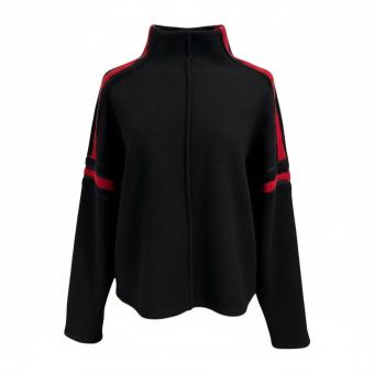 cropped merino trui zwart rood claud fashion