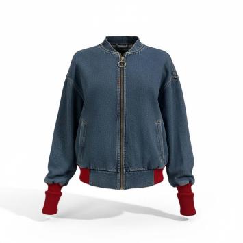 clau-d denim bomber red cuffs omgeslagen mouw