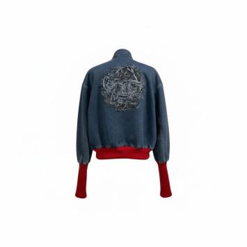 clau-d spijkerjas kunst rug applicatie denim