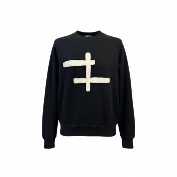 clau-d sweater white faux fur cross zwart wit