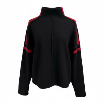 cropped merino trui zwart rood claud fashion