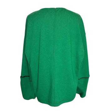 Achteraanzicht van de comfortabele groene Green Block sweater van CLAU-D, gemaakt van een hoogwaardige katoenmix sweatstof me